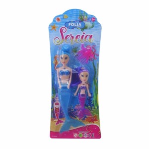 Kit Com 2 Bonecas Sereia Grande e Pequena Brinquedo Infantil
