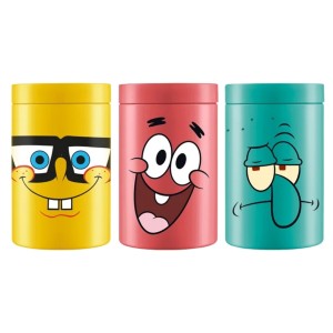 Kit 3 com Potes Organizadores da Turma do Bob Esponja 1.5L