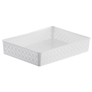 Cesto Organizador Rattan Branco 24x34x6,5cm da Paramount