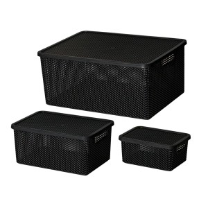 Kit com 3 Cestos Organizadores Com Tampa Línea Paramount