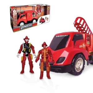 Brinquedo Caminhão De Bombeiros Com Escada E Dois Bonecos
