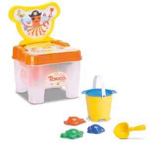 Kit Com Cadeirinha de Praia, Balde, Pá, Peneira e Forminhas