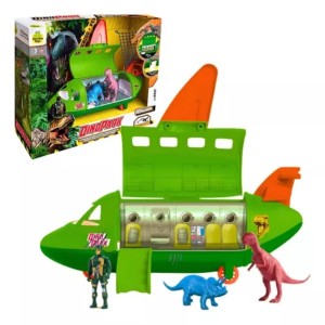 Brinquedo Avião Jurássico Com Soldado Rede E 2 Dinossauros