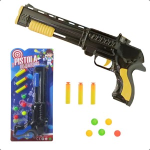 Brinquedo Lançador de Dardos 3 Dardos e 5 Bolinhas Coloridas