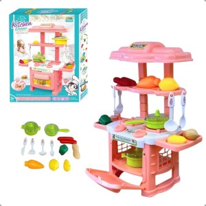 Brinquedo Kit Mini Cozinha Dos Sonhos 16 Peças Azul e Rosa