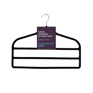 Cabide Triplo para Calças Aveludado em Preto da Paramount