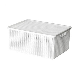 Cesto Organizador Línea com Tampa Branco 36x26x16 cm